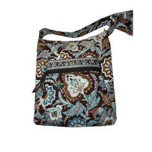 Vera Bradley Hipster Purse Bag Java Blue /Brown 2006 Pattern W/ Matching Wallet